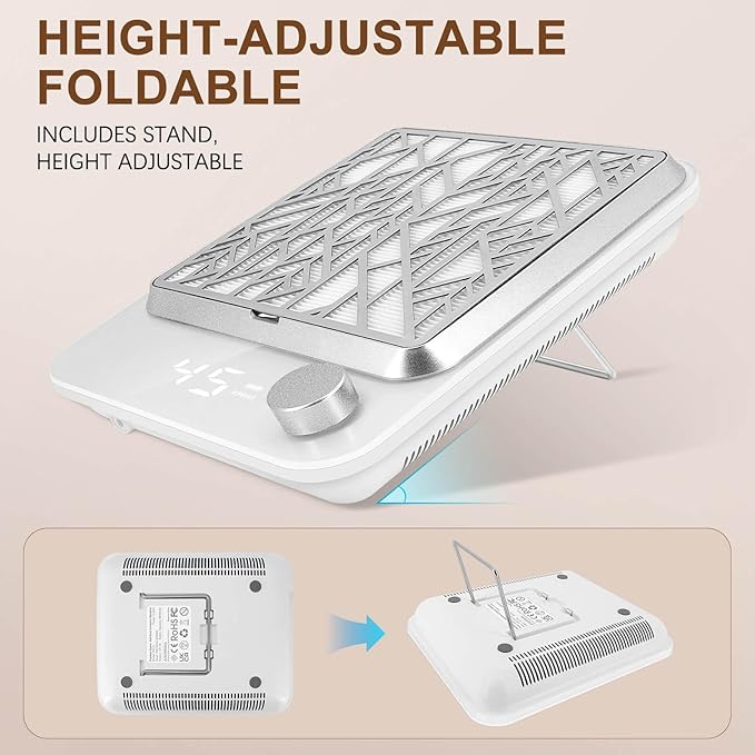 Cordless Nail Dust Collector Rechargeable, Professional Dust Collector Nail Tech Vacuum Fan Dust Collector for Acrylic Nails Dip Powder Removal Home Salon Manicures