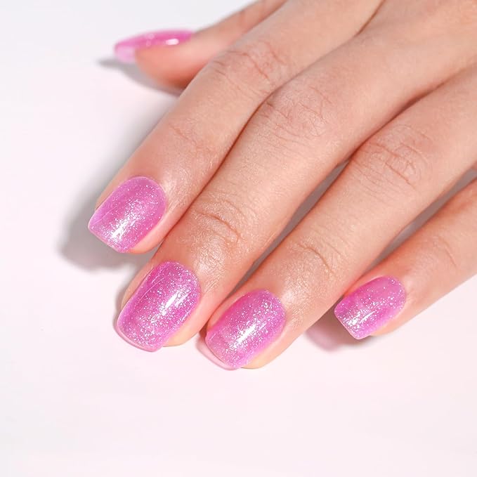 Imtiti Gel Nail Polish Sheer Glitter Purple 3 in 1 One Step Color Soak Off UV LED Spring Summer Art Starter Manicure Salon DIY at Home, 0.5 Fl Oz