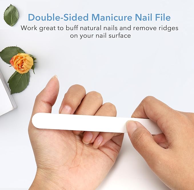 Nail Files, 50 PCS Fingernail Files 100/100 Grit White Double Sided Emery Boards for Natural Nails - Professional Nail File Bulk Washable Manicure Tool Travel Size