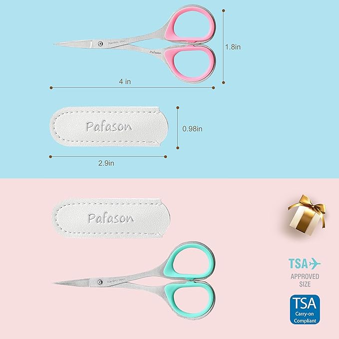 PAFASON Stainless Steel Curved and Straight Nail Cuticle Manicure Scissor Set Multi-Purpose Pedicure Beauty Grooming Tool for Nail, Dry Skin