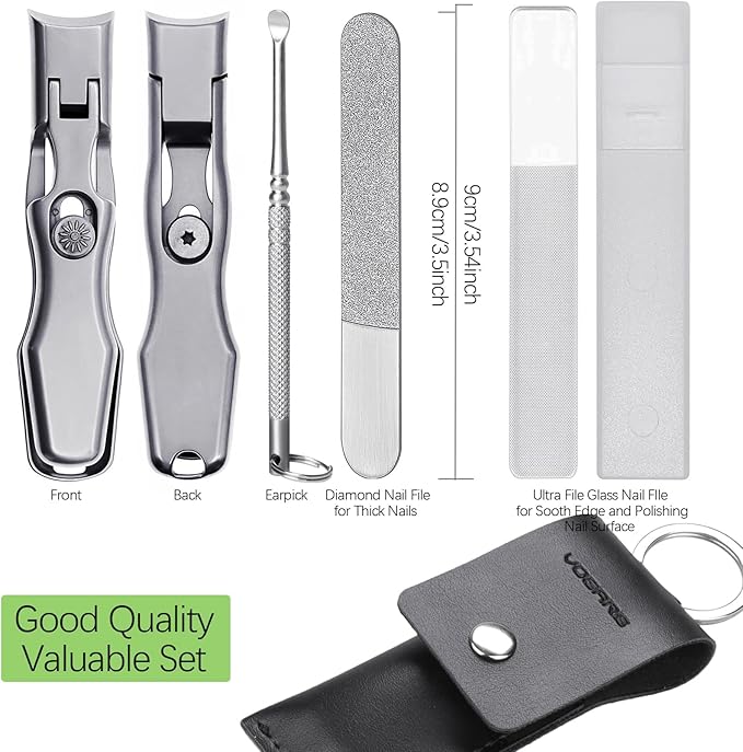 Nail Clippers for Men Thick Nails Large Wide Jaw Opening Toenails Clippers for Seniors Long Handle Heavy Duty Portable Ultra Sharp Fingernail Cutter with Catcher for Adult Women (Silver Set)