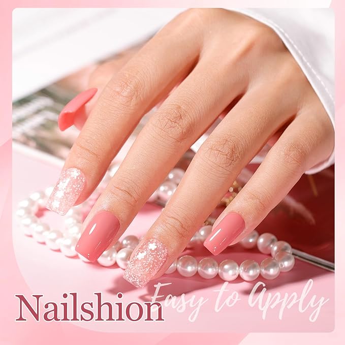 Dusty Rose Nail Polish and Sheer Pink Dot, 2 Colors Light Pink Nail Polish Duo Non-Gel, Opaque, Fast Dry & Long Lasting Glossy Nail Art Gift for Women