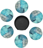 SEPTYK Turquoise and Grey Art Artwork Pattern Coasters - Image 3