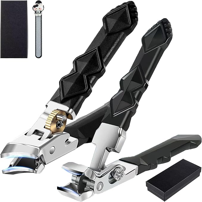 (1SET) 2025 New Orthoclip Toe Nail Clippers，New Ultra Sharp Stainless Steel Wide Jaw Opening Anti-Splash Slanted Nail Clippers of Oblique and Flat Mouth,Thick Nails, Fingernails & Toenails