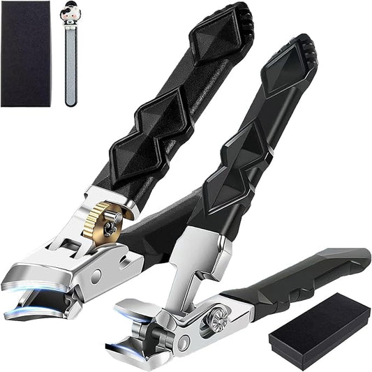 (1SET) 2025 New Orthoclip Toe Nail Clippers，New Ultra Sharp Stainless Steel Wide Jaw Opening Anti-Splash Slanted Nail Clippers of Oblique and Flat Mouth,Thick Nails, Fingernails & Toenails