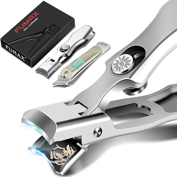 Nail Clippers for Men Thick Nails with Catcher, Upgraded Slanted Ingrown Toenail Clippers for Seniors, No Splash Fingernail Clipper with Wide Jaw Opening, Heavy Duty Nail Clipper for Thick Toenails