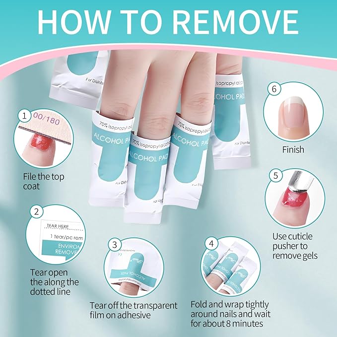 Nail Polish Remover Wipes,200 Pack Individually Nail Polish Remover Pads with Tools,Portable Fingernail Travel Kit,Quickly removedor de gel para uñas for Salon Home