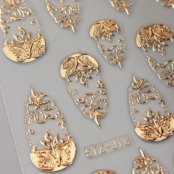 Fall Nail Stickers Gold Leaf Thanksgiving Nail Decals DIY Self Adhesive Floral Fruit Nail Design 3D Nail Decoration Supplies Holiday Manicure Accessories for Women Girls 4Pcs