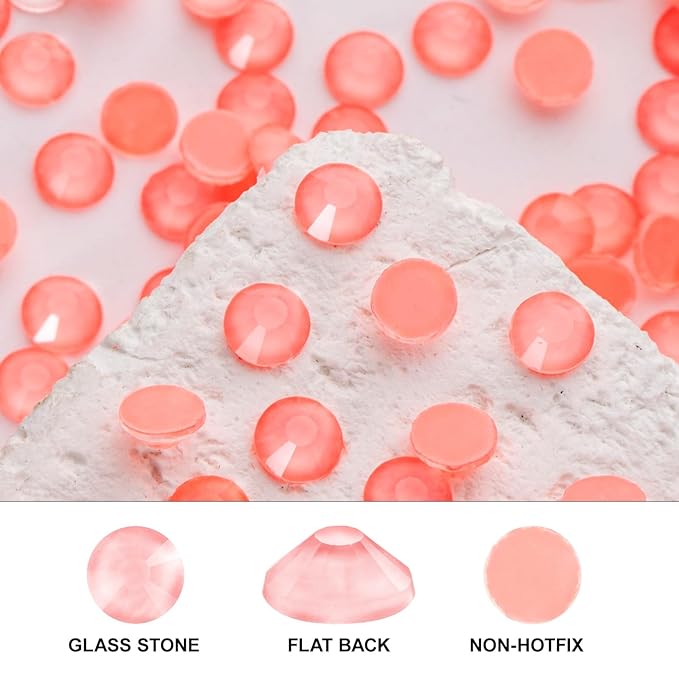 Novani 3000 Pieces Flatback Rhinestones Glass Round Gems Mocha Lt.red Crystals for Nail Art DIY Crafts Clothes Shoes,SS8,2.3-2.5mm