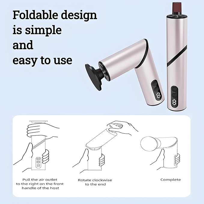 Foldable Electric Foot Callus Remover, Foot Files, 9-Speed Foot Sander Pedicure Tools for Feet Dead Skin with Sandpaper Disk and Nail Care（Rose Gold）