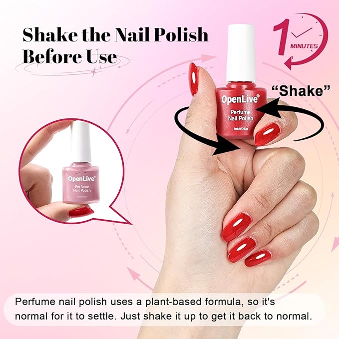 20 Color Perfume Nail Polish Set and 3 PCS Nail Strengthener, Red, Pink, Pueple and Green Quick Drying Nail Polish Set for Women Salon DIY Nail Art