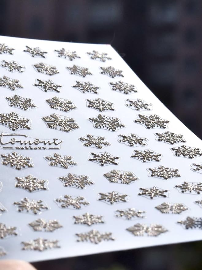 SoftSoul Snowflake Nail Stickers, 5D Embossed, White with Silver Accent, Premium Salon-Quality, Easy Application, Self-Adhesive, DIY Manicure, Nail Art, Press on, Home or Salon Use