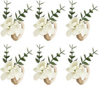 Handmade Floral Napkin Rings, Hydrangea & Eucalyptus Leaf Spring Decoration by Unknown