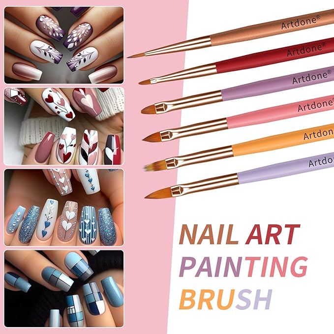 Artdone Nail Dotting Tools Double-ended Nail Art Brushes Kit Nail Art Gel Polish Liner Brushes Design Pen For Nail Drawing And Nail Paint Brushes Small Detail Brushes