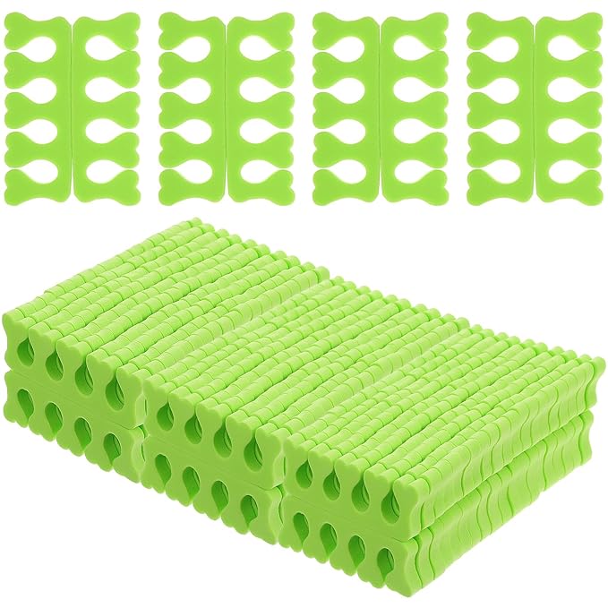 100 Pairs Toe Separators for Pedicure, Pedicure Toe Separators, Pedicure Tools for Feet, Toe Separators for Women, Nail Art Manicure Polish Pedicure DIY Tools, Green