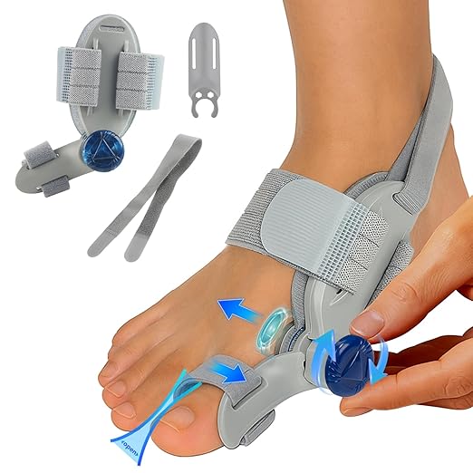 Bunion Corrector for Women Big Toe, Upgraded Adjustable Fix Bunion Relief, Men Big Toe Separator with Soft Gel Pad for Left/Right Feet Fit for All Foot Sizes (Gray 1Pcs)