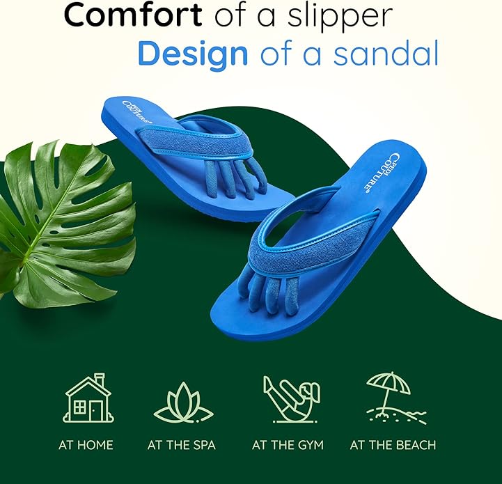 Pedi Couture Pedicure Sandals with Built In Toe Separators for Women - Comfortable Spa Style Flip Flops for Home, Salon, Yoga & Gym Use