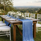 1 Pack Blue Cheesecloth Table Runner 120 Inch Boho Wedding Decor | Cheesecloth - Image 7