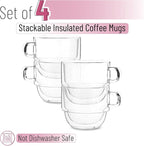 BTaT- Double Walled Stackable Glass Coffee Mugs, 16 oz, Glass Coffee Cups - Image 2