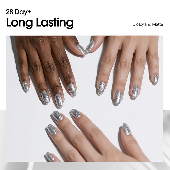 VENALISA Platinum Silver Glitter Gel Nail Polish 1 Pcs 10ML Soak Off Salon Manicure DIY at Home Nail Art For Girls Women