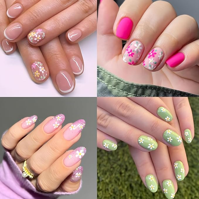 Colorful Cute Daisy, Floral, Heart, Flower Nail Art Stickers Decals, 3D Self Adhesive Supplies, Design Decoration Accessories for Women and Girls, 30 Sheets