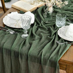 Artoid Mode Boho Forest Green Gauze 3 Pieces Wedding Table Runner, 120 Inch - Image 2