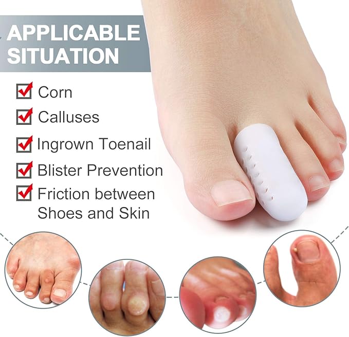 Welnove Pack of 12 Toe Protector, Pinky Toe Caps, Gel Toe Sleeves with Breathable Hole, Pain Relief for Corns, Blisters and Ingrown Toenails (Shoe Sizes: Women: 6-11 / Men: 6-10)