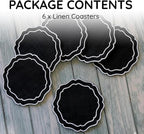 Linen Coasters for Drinks, 4.5 inch, Scalloped Edge, Reusable Handmade Coffee - Image 2