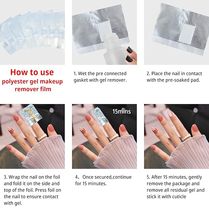 50 Pcs Gel Nail Polish Remover, Foil Wraps with Lint-free Cotton Pads for Soak off Gel Polish Removing (50 Pieces)