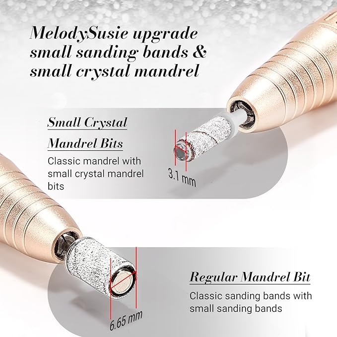 MelodySusie 50 Pcs Nail Drill Bits Small Sanding Bands with 3.1mm Mandrel Bit, 120 Medium Grit Nail File for Acrylic Nails Gel Manicures and Pedicure, Zebra