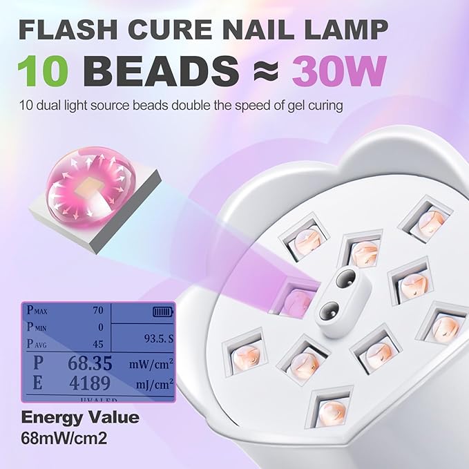 MEKK Gooseneck UV Nail Lamp Cordless Mini UV Light for Gel Nails with Auto Sensor,Professional Flash Cure Lamp 30W Single Nails Light with Three Timers (10s/30s/60s) Salon & Home DIY Use-White