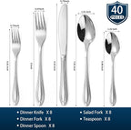 Silverware Set for 8, 40-Piece Flatware Set Include Spoons And Forks Set - Image 2