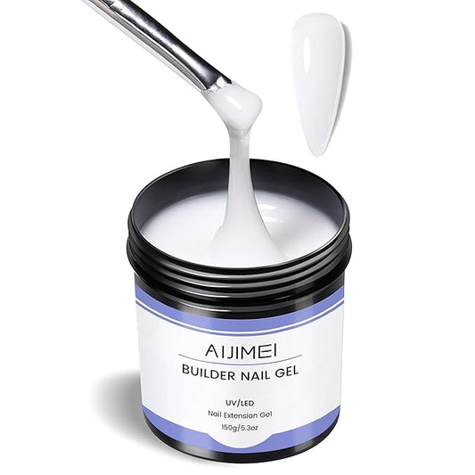 AIJIMEI 150g Hard Gel for Nails Color White Builder Gel for Nails Extension Nail Art Nail Carving Hard Nail Strengthening and Care Color and Decoration Application (White-150g)