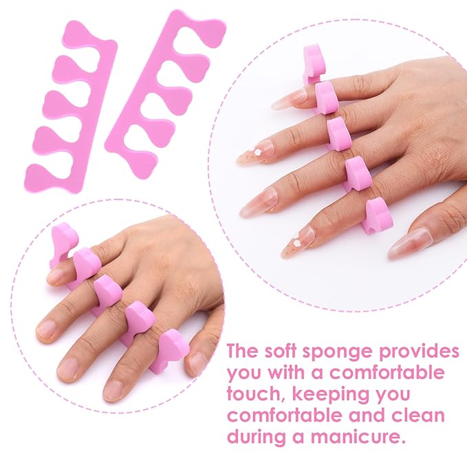 14 Pcs Toe Separators for Women Pedicure, Toe Separators for Pedicure, Pedicure Toe Separators, Comfortable Toe Dividers for Nail Art, Polishing, Pedicure (Pink)