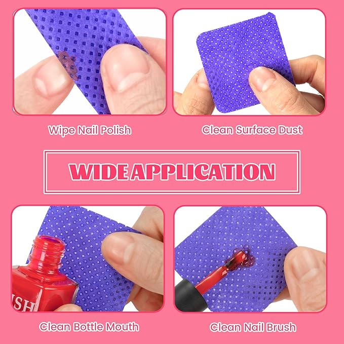 MAYEEN Lint Free Nail Wipes 400PCS Non-Woven Fabric Nail Polish Remover Wipes No Lint Nail Wipe for Gel Nails Eyelash Extensions Glue Cleaning Pad Nail Supplies