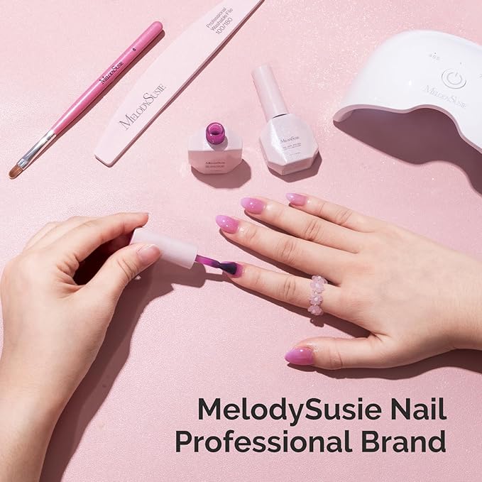 MelodySusie Jelly Gel Nail Polish Set,6 Transparent Colors,Milky or Jelly Texture,Sheer Earth Tones Colors Soak Off UV LED Light Cure or Salon Manicure and Nail Art DIY at Home