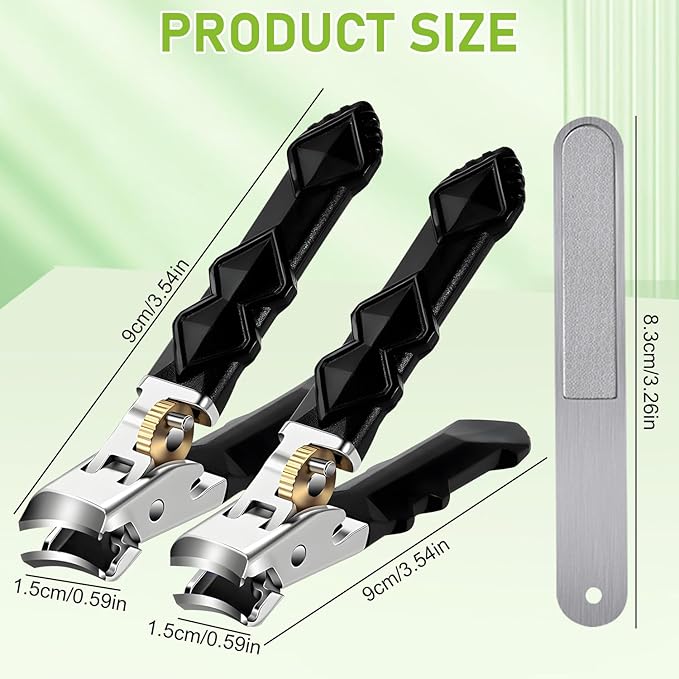 2pcs Toenail Clippers for Thick Toenails, Wide Jaw Opening Nail Clippers for Men, Heavy Duty Ingrown Toenail Clippers Nail Cutters, Ultra Sharp Slanted Nail Clippers with Long Handle