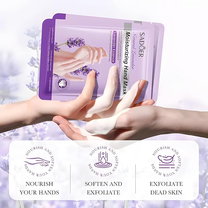 Chicwe 30 Pairs of Hand Masks Moisturizing Glove, Hydrating Hand Masks for Dry Peeling Hands, Exfoliating Collagen Gloves for Smooth Hands (Lavender)