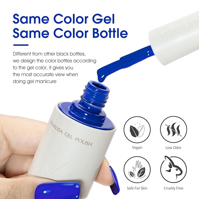 VENALISA Blue Gel Nail Polish 1 Pcs 10ML Navy Blue Gel Polish Soak Off Salon Manicure DIY at Home Nail Art For Girls Women