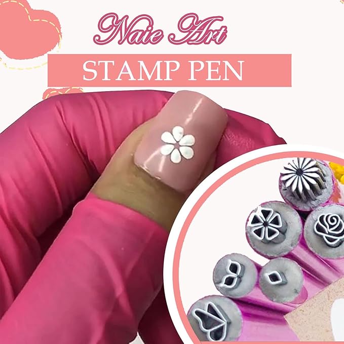 Nail Art Stamp Pen Set, Nail Art Stamp Stamps Pen –DIY Nail Art Tools, Butterfly & Rose Patterns Nail Stamping Tools for Creative DIY Home Manicures (10pcs)