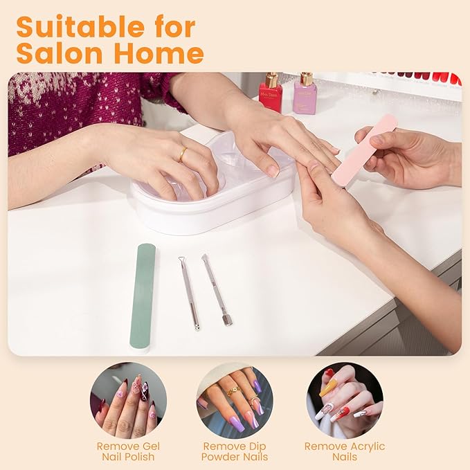 Quaferen Dual Nail Soaking Bowl: 2-in-1 Nail Polish Remover Manicure Bowl Acetone Proof for Women, Time-Saving Soak Off Acrylic Nail Removal Kit for Salon Home (Normal Size, White)