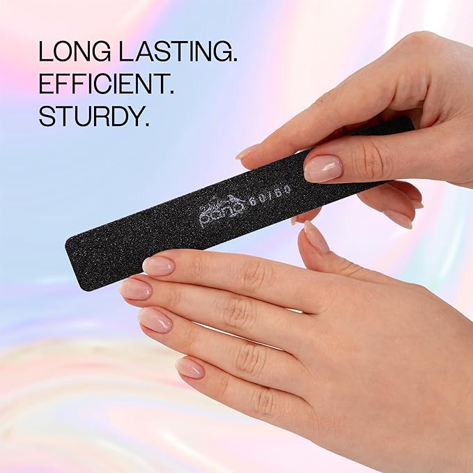 10pcs - PANA Jumbo Double-Sided Emery Nail File for Manicure, Pedicure, Natural, and Acrylic Nails - Black (Grit 60/60)
