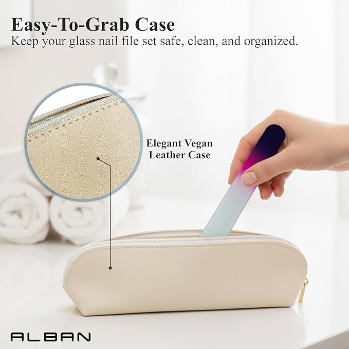 Alban Czech Glass Nail File Parent (Purple & Pink & Pink Manicure, 5, Count, 180/240 Grit)
