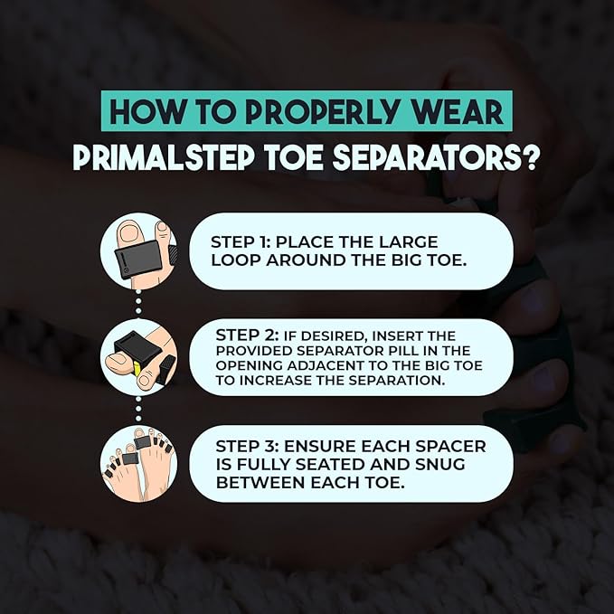 APEX Adjustable Toe Separators, Spreaders, Spacers, Straightener to Correct Toes for Men and Women, Bunion Corrector, Plantar Fasciitis, 50% Thicker, 2 Pairs, S/M and Large, Black