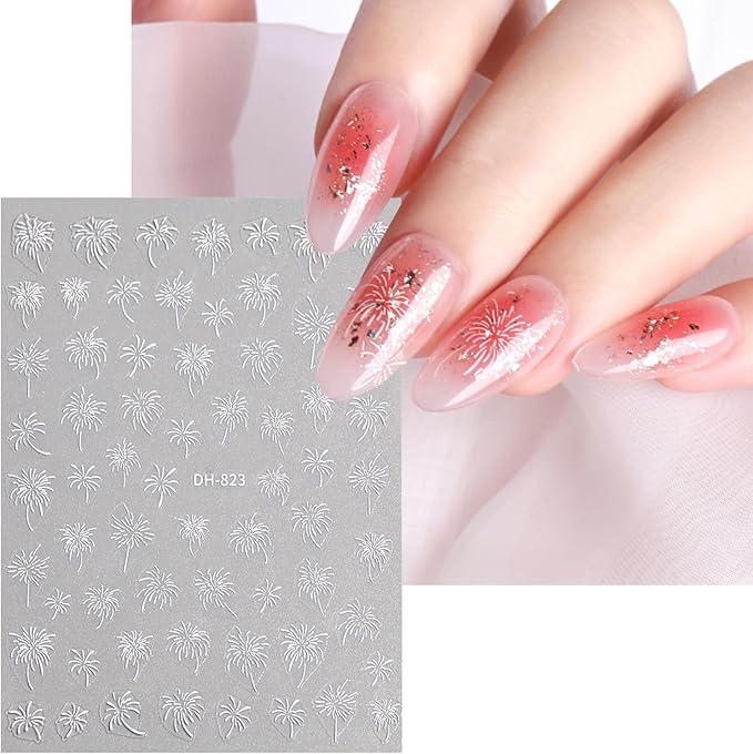 6Sheets Firework Nail Stickers Decal Aurora Fireworks Nail Art Stickers, 3D Self-Adhesive Romantic Starry Sky Sparkling Fireworks Manicure Supplies for Women DIY Holiday Manicure Decoration