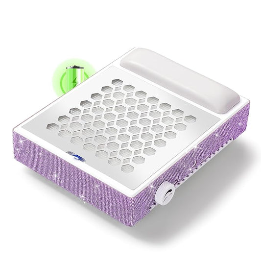Cordless Nail Dust Collector,Brushless Turbo Fan Dust Collector Nail Tech 30pcs Cotton Filter,Rechargeable Dust Suction Machine for Acrylic Gel Polish Manicure at Salon&Home