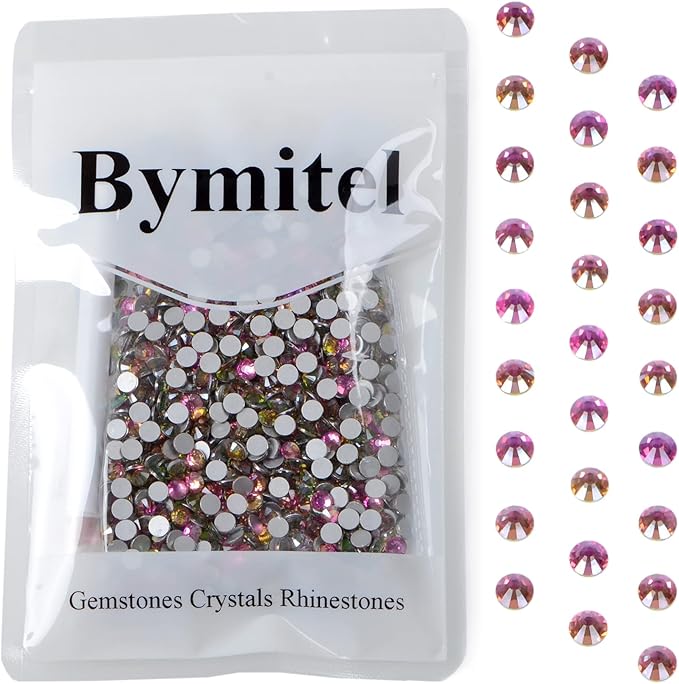 2880PCS Art Nail Rhinestones Non Hotfix Glue Fix Round Crystals Glass Flatback for DIY Jewelry Making with one Picking Pen (ss8 2880pcs, Golden Rose)