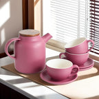 Yundu Matte Purple Cappuccino Cups Set of 4-10oz Ceramic Latte Mugs - Image 5