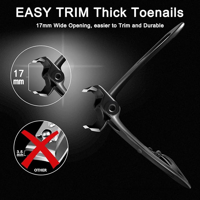 Toenail Clippers for Thick Toenails, Long Handle Wide Jaw Opening Nail Clippers for Adult, Men, Seniors, Extra Large Heavy Duty Toenail Clippers for Fingernail & Ingrown Toenail (2 Piece Set)