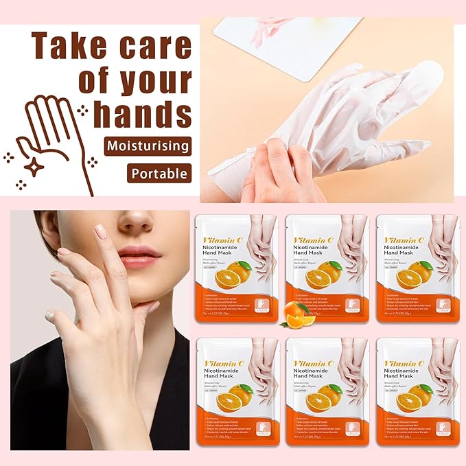 6 Pairs Hand Mask for Dry Cracked Hands,Nourishing Moisturizing Gloves,Hands Moisturizer for Deep Moisturizing,Silky Smooth Moisturizing Gloves,Hand Care Mask Set(I)
